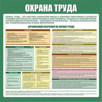 С06 Стенд организация обучения по охране труда (1000х1000 мм, пластик ПВХ 3 мм, алюминиевый багет золотого цвета) - Стенды - Стенды по охране труда - Магазин охраны труда Протекторшоп